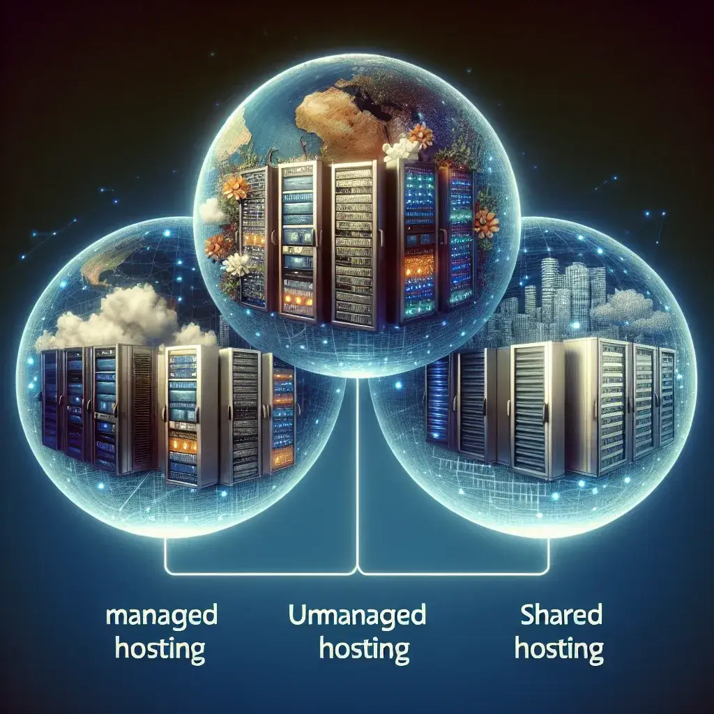 How do managed and unmanaged hosting relate to shared hosting?